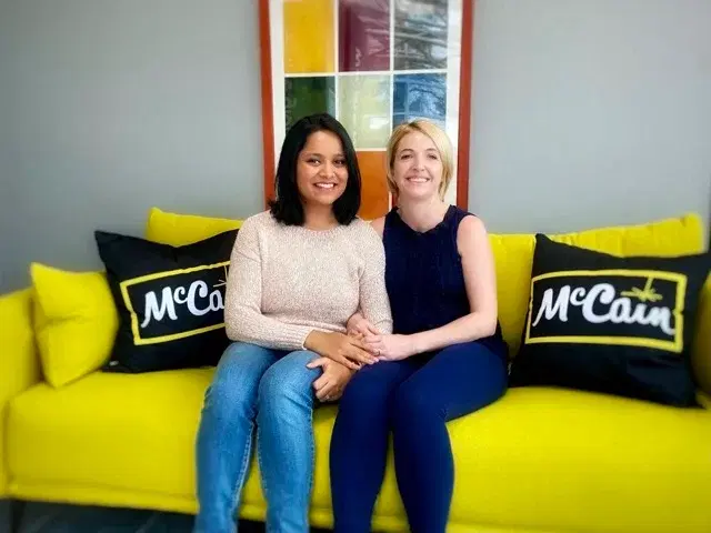 Product Designer Karishma Kumar and Associate Director of Design Eadaoin Dempsey, visiting McCain Canada's plant